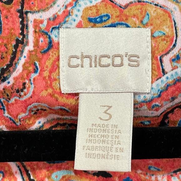 Chicos Tunic XL Paisley Lagenlook Boho Artsy Sheer Longline Lightweight Sz 3 - Picture 5 of 11